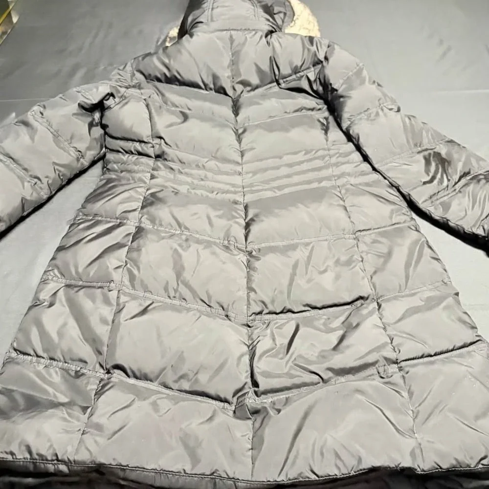 Michael Kors Down Puffer Coat Womens S Black Hooded Faux Fur Winter Jacket